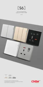 86 Type Light PC Wall Switch Uk Standard Switches 16A Electric Power 1/2/3/4 Gang 1/2 Way Push Button Key Wall Switch