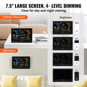 Estación Meteorológica Wi-Fi 7 en 1 DB Wholesale, Pantalla a Color de 7.5 Pulgadas, Monitor Meteorológico Inteligente para Interiores y Exteriores, Solar e Inalámbrico - Product Image 5