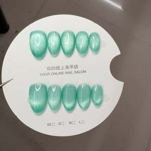 <span class=keywords><strong>Uñas</strong></span> Postizas <span class=keywords><strong>Cortas</strong></span> de Acrílico Reutilizables TSZS, Diseño Ojo de Gato, Color Rosa, Verde y Multicolor, 10 Piezas - Product Image 2