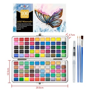 Ensemble de peinture à l'<span class=keywords><strong>aquarelle</strong></span> solide H&B 50/72/90/100 couleurs pour papier et toile, best-seller - Product Image 6