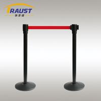 Barrière de ceinture rétractable personnalisée Longue ceinture en acier Ligne de file d'attente d'aéroport de sécurité Système de support de poteau Séparateurs en plastique