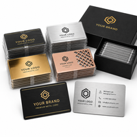 Cartes de visite métalliques personnalisées avec logo, en acier inoxydable noir mat, gravées, cartes de membre en PVC plastique imprimées