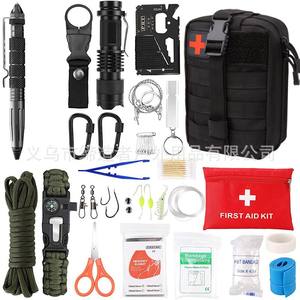 Kit de survie EDC d'aventure 20x13x11cm, multifonctionnel, pour le camping en plein air, trousse de premiers soins, sac banane, outils en acier inoxydable - Product Image 1