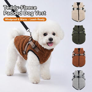 Veste-<span class=keywords><strong>harnais</strong></span> d'hiver pour chien 2-en-1, épaisse et rembourrée, avec anneau <span class=keywords><strong>de</strong></span> laisse, pour Golden Retriever et Labrador, idéale pour les promenades par temps froid - Product Image 1