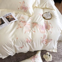 Ensembles de literie de broderie ensemble de draps de lit de broderie de luxe