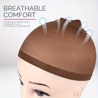 12 bonnets de perruque en nylon marron foncé, élastiques, pour femmes