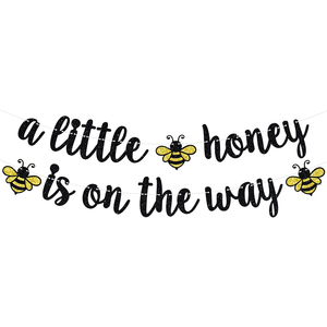 Striscione 'Un Poco di Miele è in Arrivo', Decorazioni Appese per Baby Shower a Tema Ape, Benvenuto Bimbo, Primo Compleanno del Bambino, Rivelazione del Sesso - Product Image 1