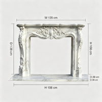 AOLEI Cheminée de luxe en marbre blanc sculpté à la main, cadre moderne en pierre naturelle avec motifs floraux coquillages complexes pour salon