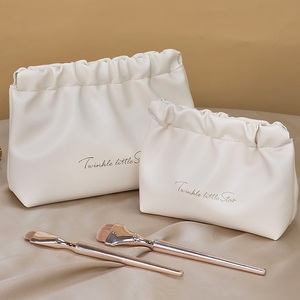 <span class=keywords><strong>Sac</strong></span> de maquillage en cuir PU imperméable, trousse de toilette, <span class=keywords><strong>sac</strong></span> de voyage à main pour femmes avec ouverture plissée, rangement cosmétique portable - Product Image 1
