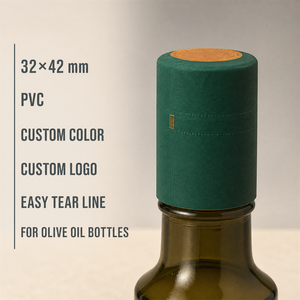Capsula Termoretraibile in PVC Verde 32x42mm per Collo di <span class=keywords><strong>Bottiglia</strong></span> di Olio d'Oliva con Linea di Apertura Facilitata, Logo Personalizzato Stampato, Fornitore all'Ingrosso - Product Image 5