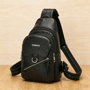 Sac de poitrine de luxe, sac <span class=keywords><strong>bandoulière</strong></span> décontracté tendance, mini sac à téléphone unisexe en cuir PU avec poche antivol et fermeture éclair - Product Image 4