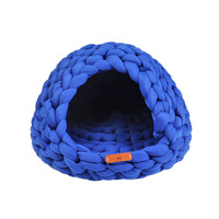 Tresse faite à la main tricoté chat nid panier de lit pour animaux de compagnie chaud tissé chat lit hiver