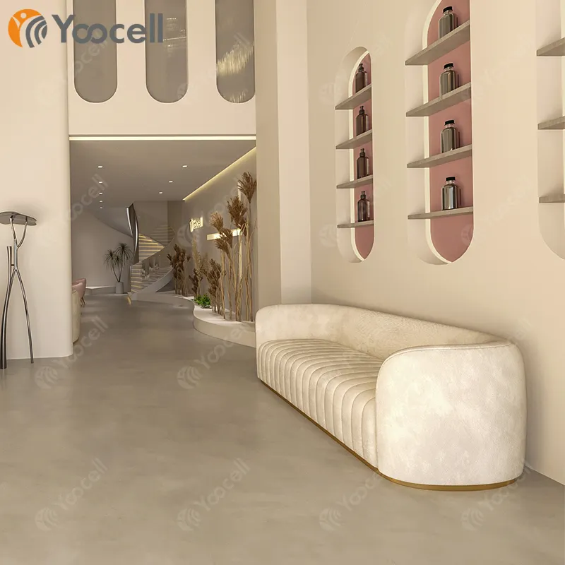 Yoocell waiting area furniture sofa design waiting room fabric pu leather sofa office 3 seats sofas for salon