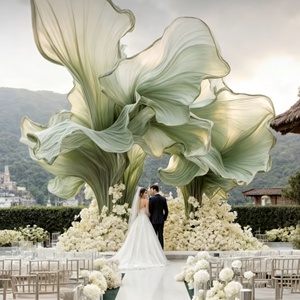 Arco di Fiori Giganti in Organza Fatto a Mano H783, Sfondo di Lusso per Matrimoni, Installazione Artistica in Tessuto Personalizzata per <span class=keywords><strong>Eventi</strong></span> all'Aperto e al Chiuso - Product Image 5