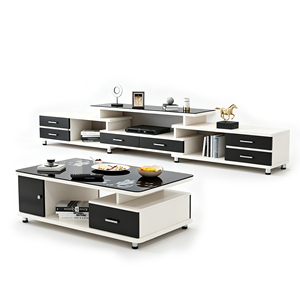 <span class=keywords><strong>Tavolino</strong></span> da Caffè in Vetro Nero e Mobile <span class=keywords><strong>TV</strong></span> Bianco di Alta Qualità con <span class=keywords><strong>Basso</strong></span> MOQ - Product Image 3
