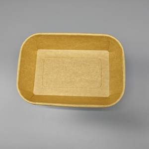 ชามกระดาษคราฟท์แบบใช้แล้วทิ้ง รูปทรงสี่เหลี่ยมผืนผ้า ขนาด 500 มล. 650 มล. 750 มล. 1000 มล. สำหรับใส่สลัด ซูชิ แซนวิช - Product Image 4