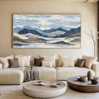 Peinture à l'huile abstraite texturée moderne de grande taille, faite à la main, avec un design personnalisé, représentant une montagne vif et colorée, pour la décoration murale de la maison, du bureau ou de l'hôtel
