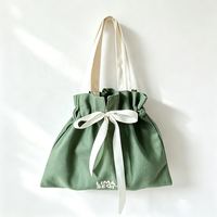 Sac à bandoulière en toile personnalisé avec cordon de serrage, sac fourre-tout en coton écologique, vert olive, sac de courses réutilisable, logo brodé