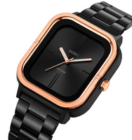 Reloj de Pulsera de Cuarzo Rectangular para Hombre, con Correa de Acero Inoxidable y Cristal, Resistente al Agua, Estilo Minimalista y Moderno