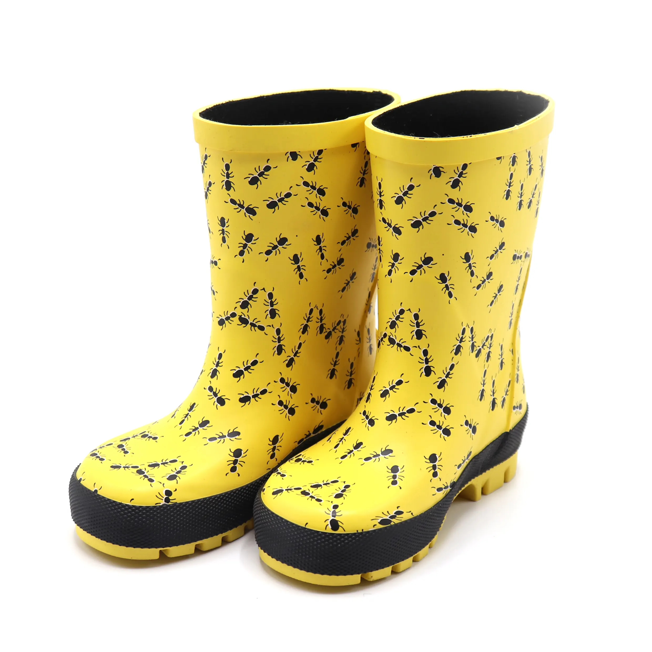 Groothandel Custom Basisstijl Gele Mieren Print Kinderen Waterdichte Rubberen Schoenen Regenlaarzen