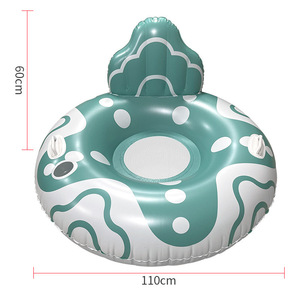 Mon fauteuil flottant gonflable 120 cm vert et blanc à motifs, siège de piscine pour adulte, bouée aquatique, transat de bain de soleil - Product Image 4