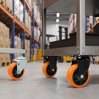 Roulettes pivotantes en PVC de moyenne capacité avec frein intégré, roulement à plaque, rotation à 360°, silencieuses, pour chariot d'atelier