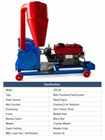 Nouvelle machine multifonctionnelle de broyage d'aliments 420-28, broyeur à marteaux diesel, pour maïs, céréales, paille, avec collecteur cyclonique, sur roues mobiles, en acier inoxydable
