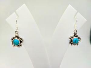 Natural Turquoise Gemstone <b>Earrings</b> Handmade 925 Sterling Silver Jewelry Elegant Blue-Green Stone Dangle Drop <b>Earrings</b> - Product Image 4