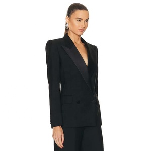 Blazers noirs de <span class=keywords><strong>luxe</strong></span> de style classique personnalisés de haute qualité pour femmes <span class=keywords><strong>Blazer</strong></span> féminin - Product Image 2