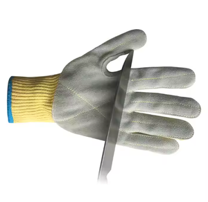 Guantes de Aramida de Calibre 10 con Piel de <span class=keywords><strong>Vaca</strong></span> <span class=keywords><strong>en</strong></span> <span class=keywords><strong>la</strong></span> Palma, Resistentes a Pinchazos y Cortes, para Protección Contra el Calor, Precio de Fábrica - Product Image 3