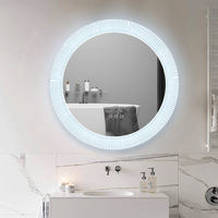 Miroir de salle de bain mural en aluminium LED de 32 pouces, design moderne et simple, personnalisé en usine, anti-buée, éclairage intérieur et extérieur