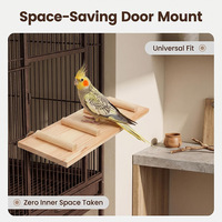 Plateforme de perchoir pour oiseaux en bois de pin massif, avec hamac, trampoline et échelle, jouet trois pièces pour perroquet