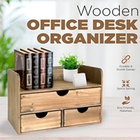 Organisateur de bureau en bois moderne personnalisable à 3 niveaux avec plateau supérieur et 3 tiroirs pour la maison et le bureau, durable et écologique