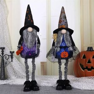 Adorable Juego de Gnomos de Halloween con Luz, 2 Piezas, Brujas de Peluche Brillantes para Decoración de Chimenea - Product Image 1