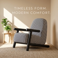 Fauteuil d'appoint en tissu, fabrication directe usine OEM ODM, structure en bois de frêne massif, confort rafraîchissant et doux, pour chambre, appartement, hôtel