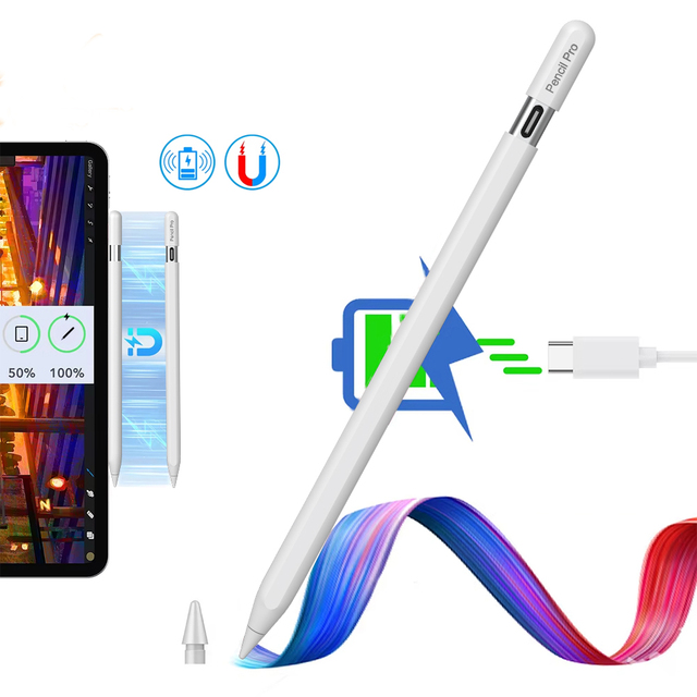 Active Pencil Stylus Pen for iPad Air 11&13 Inch (M2) 2024 Magnetic Wireless Charging Palm Rejection Touch Screen Plastic