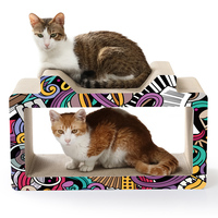 Griffoir pour chat respirant, meuble confortable pour le jeu et le repos des félins, griffoir pour chat réversible double face en carton ondulé