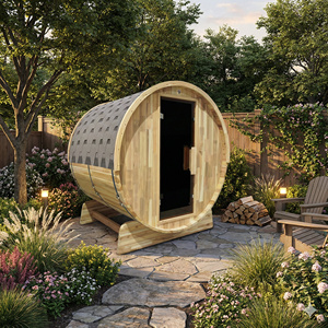 Sauna de Barril de Madera Sólida para Exteriores, Resistente, Moderna, para Villa, con Techo de Asfalto Impermeable, Ecológica, Sin Necesidad de Electricidad - Product Image 5