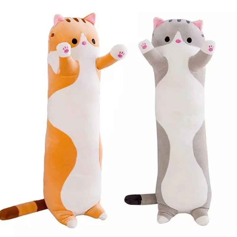 Il più nuovo gatto personalizzato grande cuscino avvolgente cartone animato lungo gatto gattino giocattoli peluche gatto