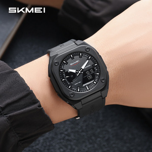 Montre Homme Multifonction Carrée <span class=keywords><strong>SKMEI</strong></span> 2328, Double Mouvement, Bracelet TPU, Style Sportif Extérieur, Montre-Bracelet Électronique à Quartz pour Homme - Product Image 2