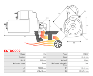 <span class=keywords><strong>Motor</strong></span> de Arranque ESTDO002 10T Nuevo para DODGE Ram 04801253AA 04801854AA 4801253AA 4801854AA M000T21371 <span class=keywords><strong>Motor</strong></span> Arranque - Product Image 6
