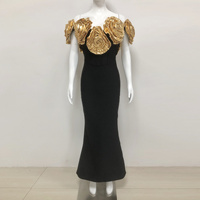 Robe de Soirée Chic pour Femme à Fleurs 3D Personnalisées, Élégante pour Fêtes et Soirées