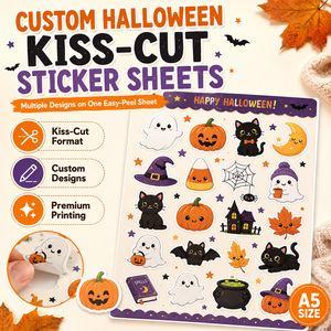 Adesivi personalizzati Halloween Kiss Cut A5 - Fantasmi, Jack O' Lantern, Gatti Neri - Facili da Staccare per Scrapbook e Borracce - Product Image 6