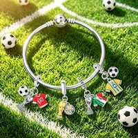 Bracelet en argent 925 avec pendentif DIY perlé de zircon, design original le plus vendu pour maillot de football, accessoire de championnat, cadeau