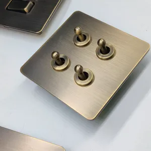 Gold Toggle electric switch 4 gang 2 way metal Glossy Chrome High Quality British Switches
