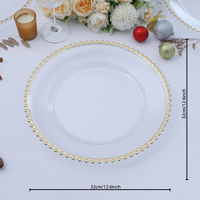 Vrac 13 pouces rond carré perlé mélamine fête or argent blanc mariage décoratif en plastique acrylique assiette à pâtisserie plaque de chargeur