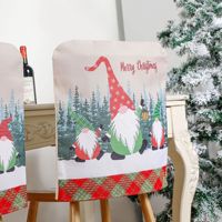 Lot de housses de chaise de Noël imprimées motif gnome avec bordure écossaise, ornement décoratif pour salle à manger de Noël