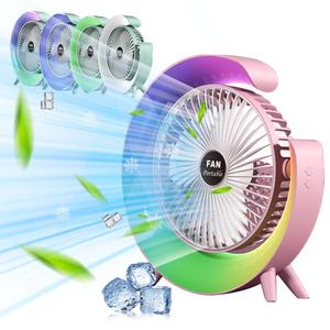 <b>Table</b> Stand Colored Night <b>Light</b> Air Cooling Oscillating Fan with 3 Speed Adjustable for Office Home Travel Cooling - Product Image 3