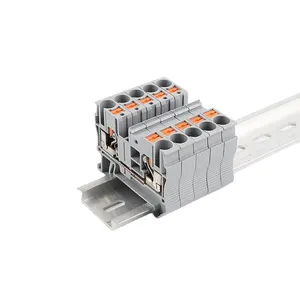 PT 6 Spring Cage AC DC Feed Through Screwless Pluggable Quick Wire Connector Push-in Wiring Electrical Din Rail Terminal Block