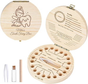 Boîtes en bois personnalisées de petite taille, divers modèles. Boîte ronde en bambou personnalisable avec gravure de nom. Boîte ronde en bois vierge pour ranger les dents. - Product Image 1